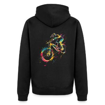 Mountainbiken - Unisex Premium Bio Zip Hoodie - Schwarz - Hinten - Nico (187cm)