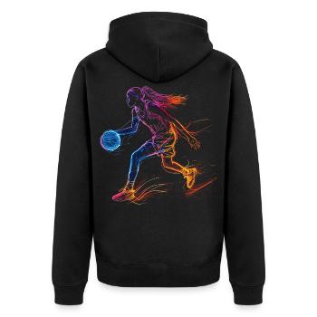 Basketballspielerin Skizze - Unisex Premium Bio Zip Hoodie - Schwarz - Hinten - Nico (187cm)
