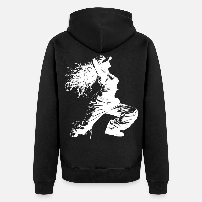 Dessin de breakdancer - Veste à capuche bio Premium Unisexe - noir