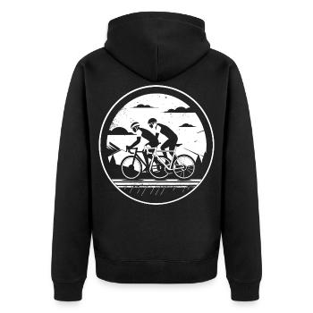 Cycling Illustration - Unisex Premium Organic Zip Hoodie - black - Back - Nico (187cm)