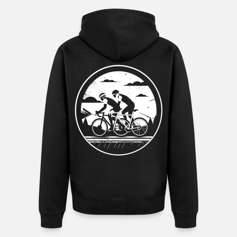 Illustration de cyclisme - Veste à capuche bio Premium Unisexe - noir