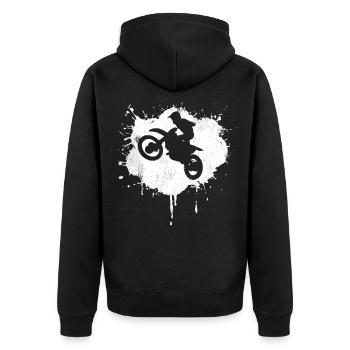 Motocross Fahrer Streetart - Unisex Premium Bio Zip Hoodie - Schwarz - Hinten - Nico (187cm)