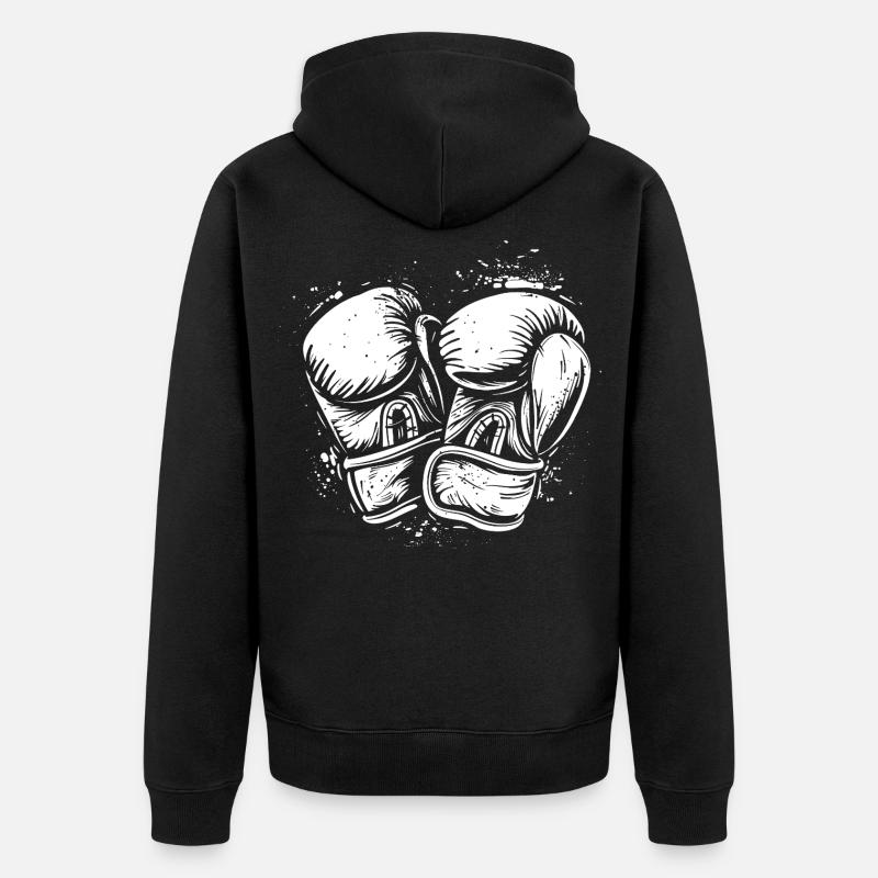 Dessin de gants de boxe - Veste à capuche bio Premium Unisexe - noir