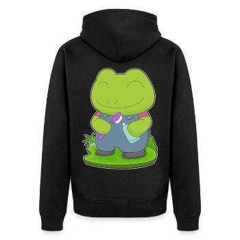 Frog Toothbrush - Unisex Premium Organic Zip Hoodie - black - Back - Nico (187cm)