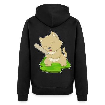 Cat Cricket Cricket Bats - Unisex Premium Organic Zip Hoodie - black - Back - Nico (187cm)