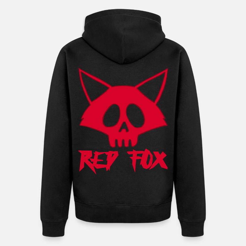 Rotfuchs Schädel - Unisex Premium Bio Zip Hoodie - Schwarz