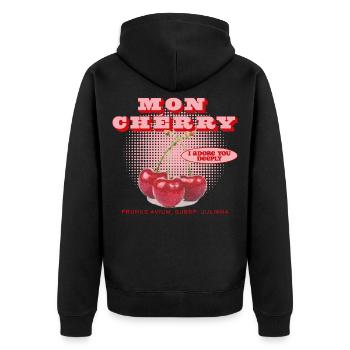 Mon Cherry Love - Unisex Premium Organic Zip Hoodie - black - Back - Nico (187cm)