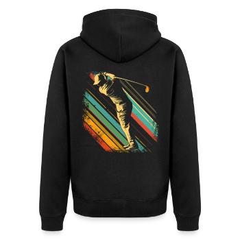 Golfer 80s - Unisex Premium Organic Zip Hoodie - black - Back - Nico (187cm)