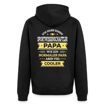 SPORTWISS-PAPA VATERTAG WEIHNACHTEN GEBURTSTAG - Unisex Premium Bio Zip Hoodie - Schwarz - Hinten - Nico (187cm)