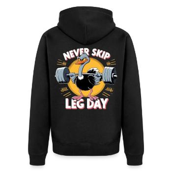 Jambe jour autruche jambe entraînement drôle Gym cadeau - Veste à capuche bio Premium Unisexe - noir - Dos - Nico (187cm)