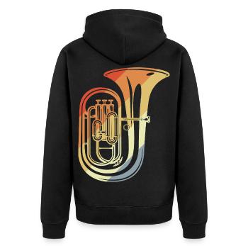90er Jahre Tuba Skizze - Unisex Premium Bio Zip Hoodie - Schwarz - Hinten - Nico (187cm)