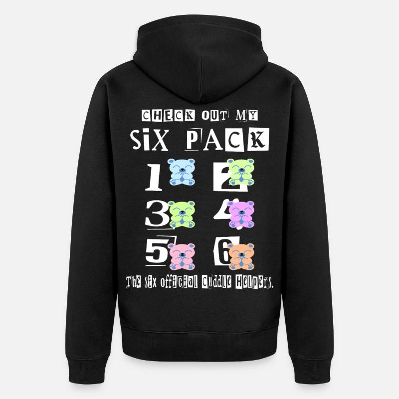 Teddy Cuddle Six Pack - Unisex Premium Organic Zip Hoodie - black