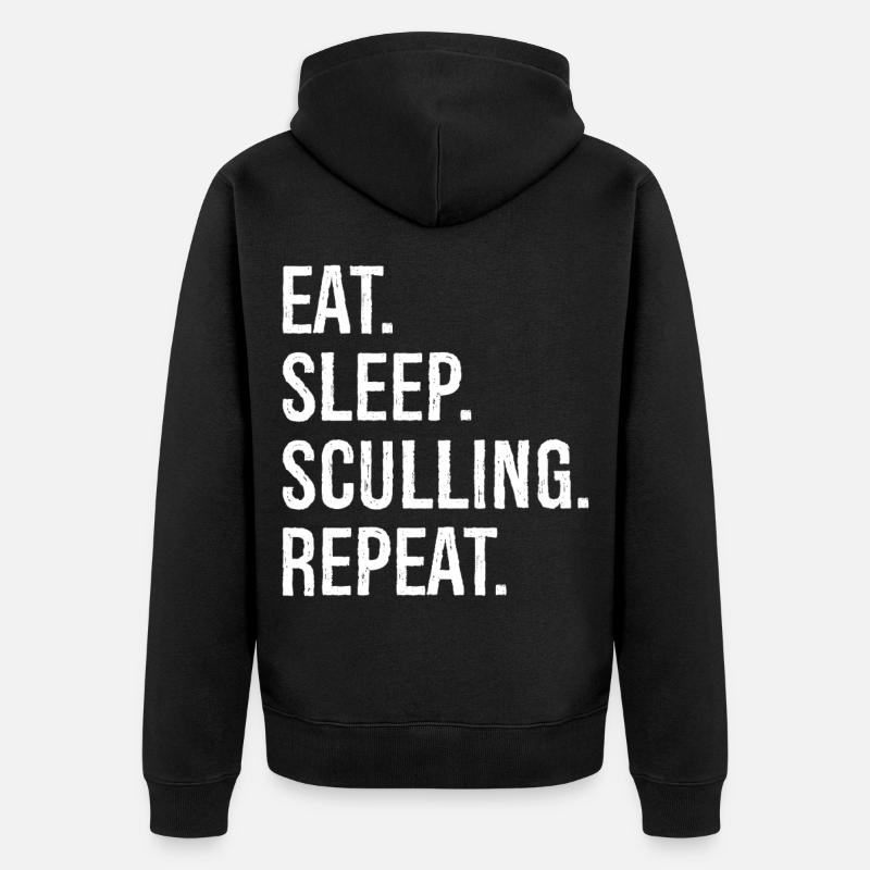 eat sleep sculling repeat - Unisex Premium Bio Zip Hoodie - Schwarz