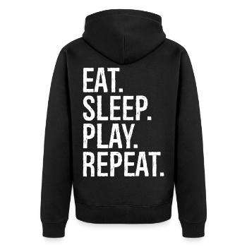 Manger, dormir, jouer, répéter, - Veste à capuche bio Premium Unisexe - noir - Dos - Nico (187cm)
