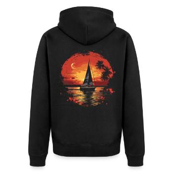 Vintage Segeln - Unisex Premium Bio Zip Hoodie - Schwarz - Hinten - Nico (187cm)