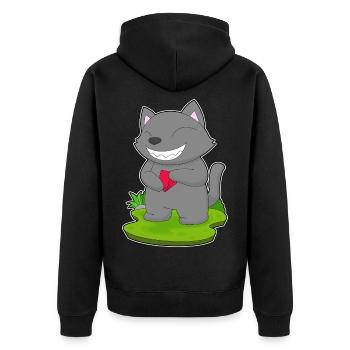 Cat Poker Poker Cards - Unisex Premium Organic Zip Hoodie - black - Back - Nico (187cm)