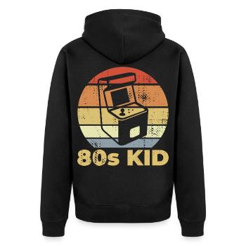 Jeux Années 80 Enfant - Veste à capuche bio Premium Unisexe - noir - Dos - Nico (187cm)