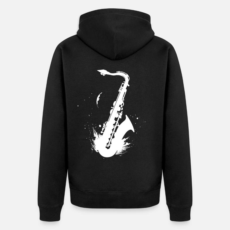 Graphisme pour saxophone - Veste à capuche bio Premium Unisexe - noir