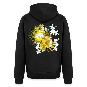 Fleurs printanières jaunes au printemps comme motif - Veste à capuche bio Premium Unisexe - noir - Dos - Nico (187cm)