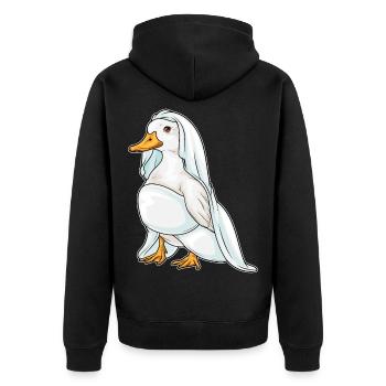 Ente Braut Schleier Hochzeit - Unisex Premium Bio Zip Hoodie - Schwarz - Hinten - Nico (187cm)