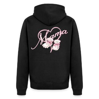 Maman avec coeur et chaussures bébé fille rose - Veste à capuche bio Premium Unisexe - noir - Dos - Nico (187cm)