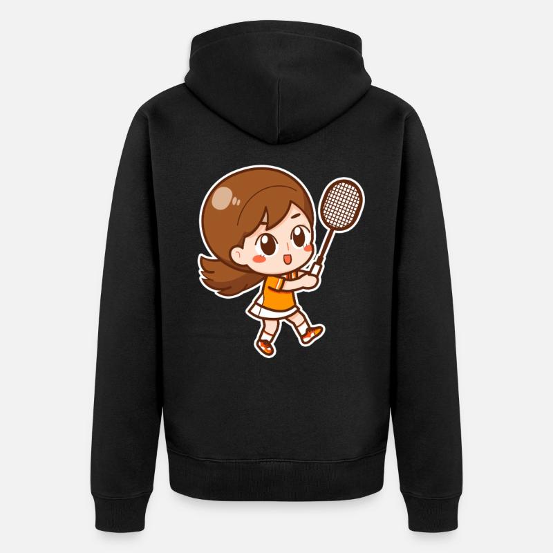 Badminton Mädchen - Unisex Premium Bio Zip Hoodie - Schwarz