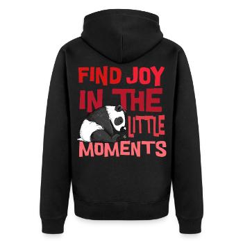 Kleiner Panda Bär Mit Spruch Wildtier Natur - Unisex Premium Bio Zip Hoodie - Schwarz - Hinten - Nico (187cm)