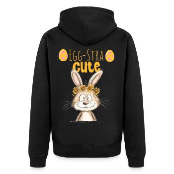 Egg-Stra Lapin de Pâques mignon disant motif de Pâques - Veste à capuche bio Premium Unisexe - noir - Dos - Nico (187cm)