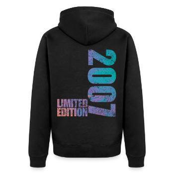 Limited Edition 2007 18. Geburtstag Geschenk - Unisex Premium Bio Zip Hoodie - Schwarz - Hinten - Nico (187cm)