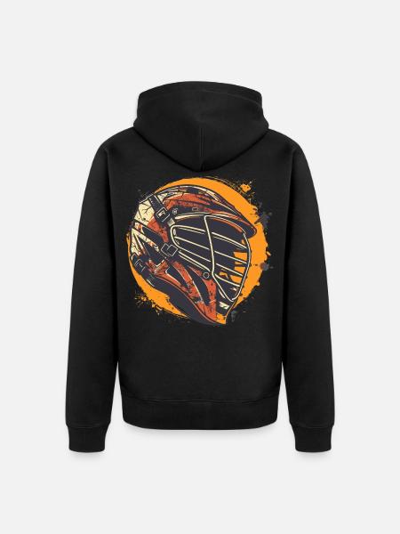Lacrosse Helmet Graphic - Unisex Premium Organic Zip Hoodie - black