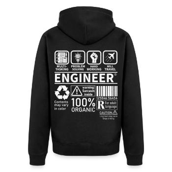 ingénieur multitâche résolution de problèmes travail acharné - Veste à capuche bio Premium Unisexe - noir - Dos - Nico (187cm)