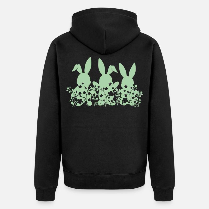 Lapins Fleurs de Pâques - Veste à capuche bio Premium Unisexe - noir