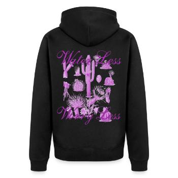 Water Less Worry Less - Cactus Design - Unisex Premium Organic Zip Hoodie - black - Back - Nico (187cm)