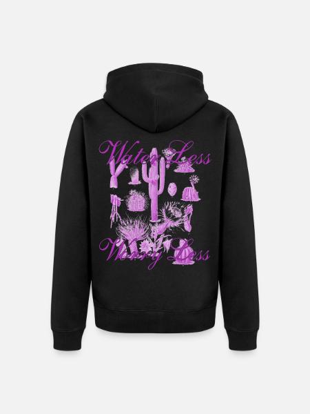 Water Less Worry Less - Kaktus-Design - Unisex Premium Bio Zip Hoodie - Schwarz