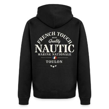 Design Nautique Marine Toulon Authentique - Veste à capuche bio Premium Unisexe - noir - Dos - Nico (187cm)