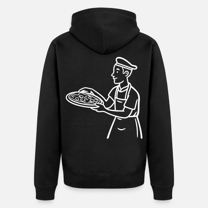 Dessin de boulanger à pizza - Veste à capuche bio Premium Unisexe - noir