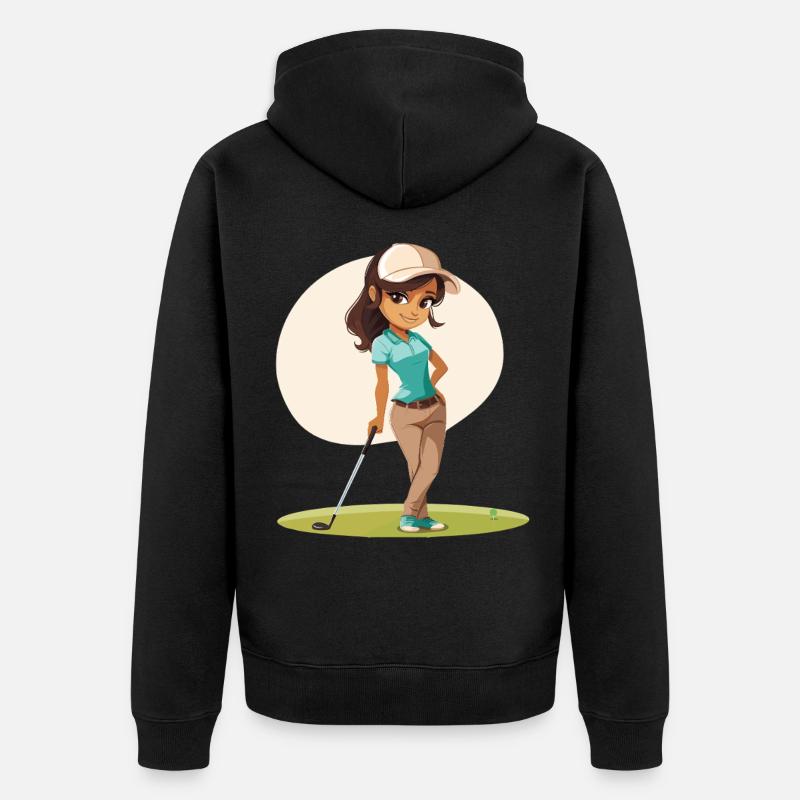 Bande dessinée golfeuse - Veste à capuche bio Premium Unisexe - noir