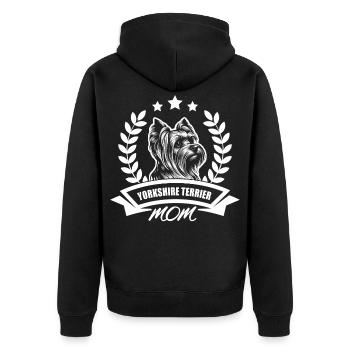 « Yorkshire Terrier Mom » avec bannière et couronne de blé - Veste à capuche bio Premium Unisexe - noir - Dos - Nico (187cm)