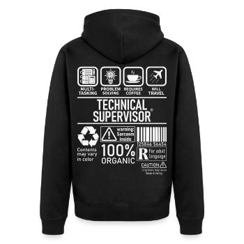 Technical Supervisor multi tasking problem solving - Unisex Premium Bio Zip Hoodie - Schwarz - Hinten - Nico (187cm)