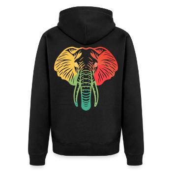 Elefantenkopf bunt - Unisex Premium Bio Zip Hoodie - Schwarz - Hinten - Nico (187cm)