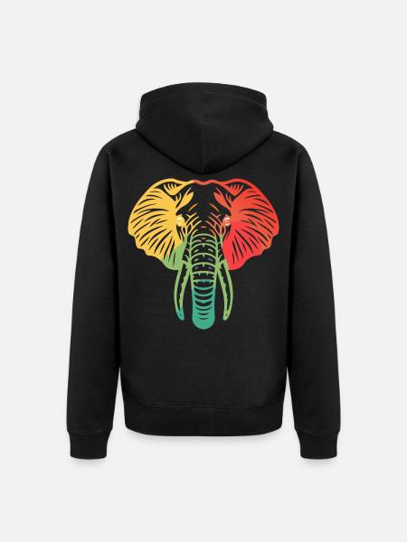 Elefantenkopf bunt - Unisex Premium Bio Zip Hoodie - Schwarz