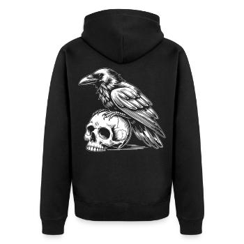 Corbeau sur crâne - Veste à capuche bio Premium Unisexe - noir - Dos - Nico (187cm)