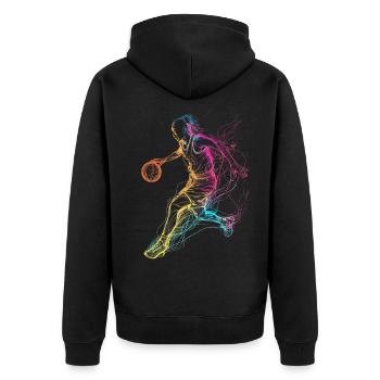 Basketballerin - Unisex Premium Bio Zip Hoodie - Schwarz - Hinten - Nico (187cm)