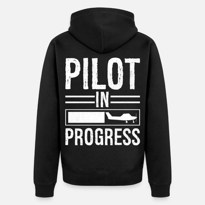 Pilot In progress - Unisex Premium Bio Zip Hoodie - Schwarz