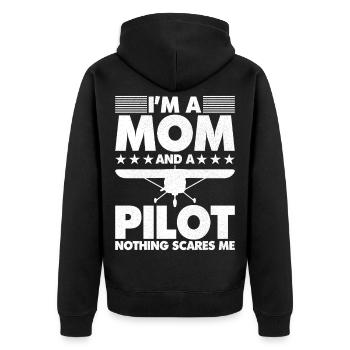 I'm a mom and a pilot nothing scares me - Unisex Premium Bio Zip Hoodie - Schwarz - Hinten - Nico (187cm)