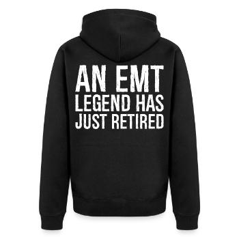 an emt legend has just retired - Unisex Premium Organic Zip Hoodie - black - Back - Nico (187cm)