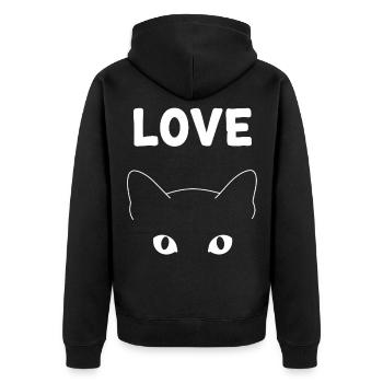 Love Chat : Douceur Féline - Veste à capuche bio Premium Unisexe - noir - Dos - Nico (187cm)