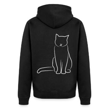 Katze Skizze - Unisex Premium Bio Zip Hoodie - Schwarz - Hinten - Nico (187cm)