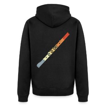 Flûte Dessin Look Vintage - Veste à capuche bio Premium Unisexe - noir - Dos - Nico (187cm)
