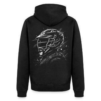 Lacrossespieler Skizze - Unisex Premium Bio Zip Hoodie - Schwarz - Hinten - Nico (187cm)